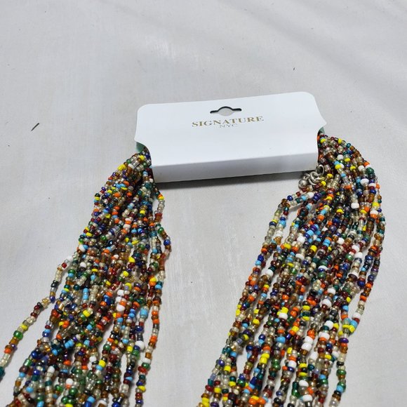 Signature multi color  seed bead multi strand necklace 20 strand - Picture 3 of 4